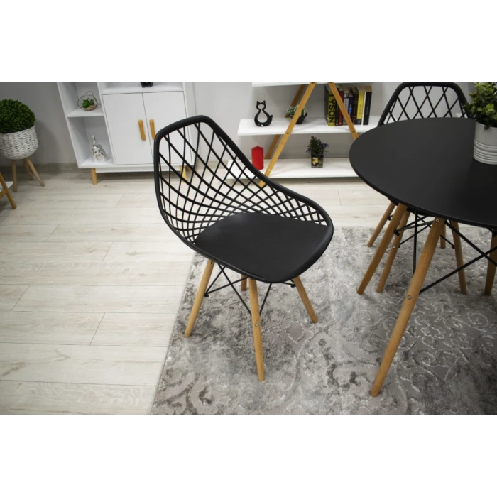 Стул Leobert Sakai с деревянными ножками ажурная спинка черный