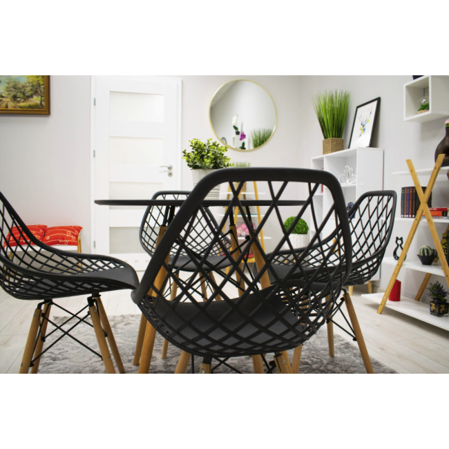 Стілець Leobert Sakai з дерев'яними ніжками ажурна спинка чорний