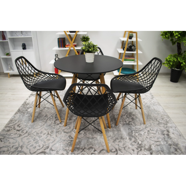 Стілець Leobert Sakai з дерев'яними ніжками ажурна спинка чорний