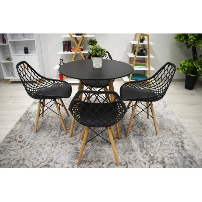 Стул Leobert Sakai с деревянными ножками ажурная спинка черный