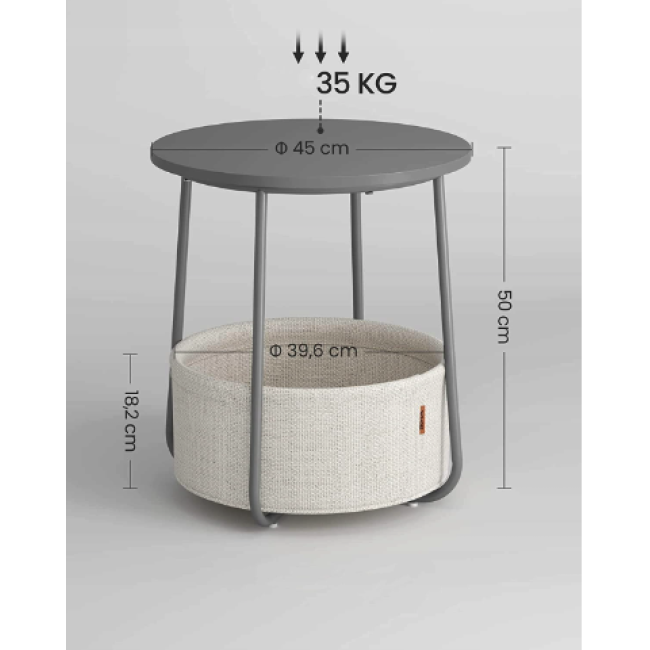 Журнальный столик Leobert Sharp с корзиной серый