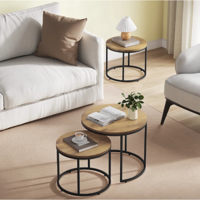 Комплект журнальних столиків Leobert Oreo круглі натуральний