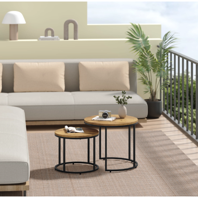 Комплект журнальних столиків Leobert Oreo круглі натуральний