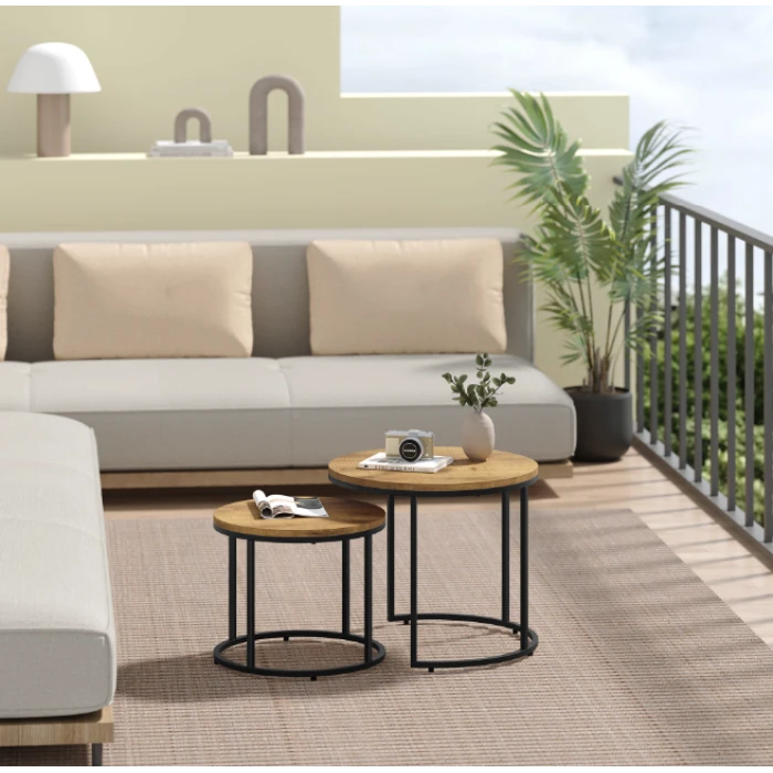 Комплект журнальних столиків Leobert Oreo круглі натуральний