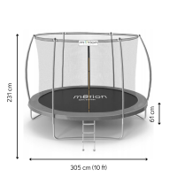 Батут Jumi Motion Sport Line Premium 10ft (305см) з внутрішньою сіткою сірий