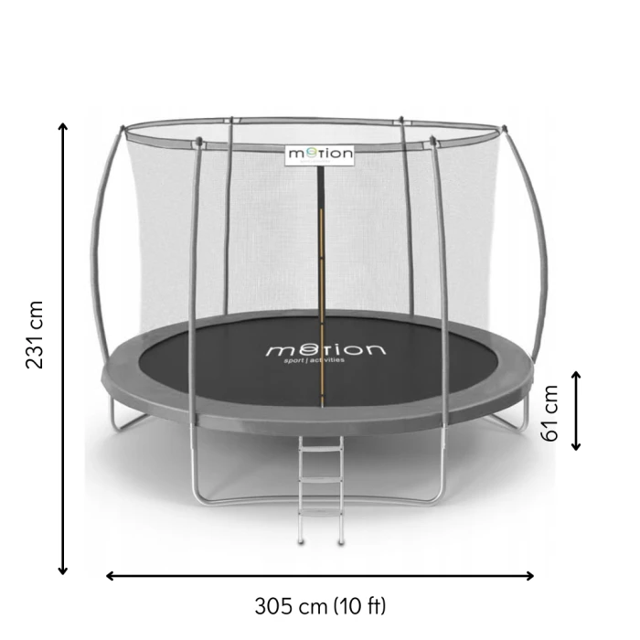 Батут Jumi Motion Sport Line Premium 10ft (305см) с внутренней сеткой серый