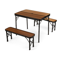 Стіл туристичний розкладний Outtec + 2 лавки коричневий