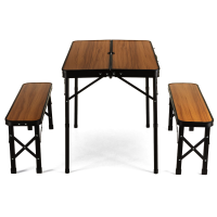 Стіл туристичний розкладний Outtec + 2 лавки коричневий