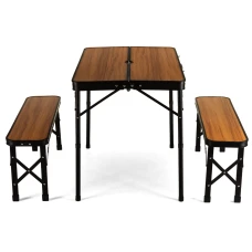 Стіл туристичний розкладний Outtec + 2 лавки коричневий