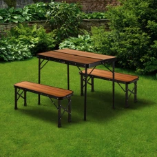 Стіл туристичний розкладний Outtec + 2 лавки коричневий