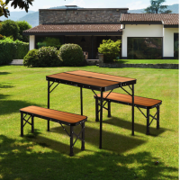 Стіл туристичний розкладний Outtec + 2 лавки коричневий