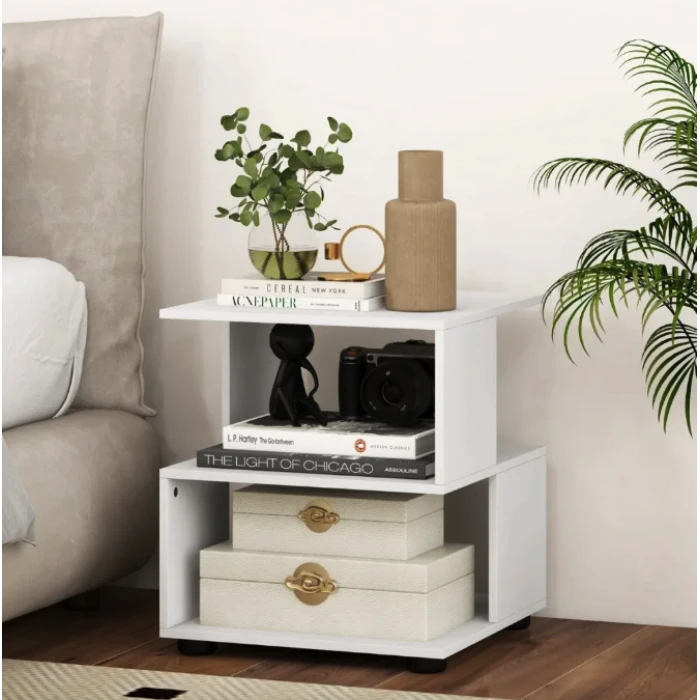 Журнальный столик Costway Luna 3-уровневый белый