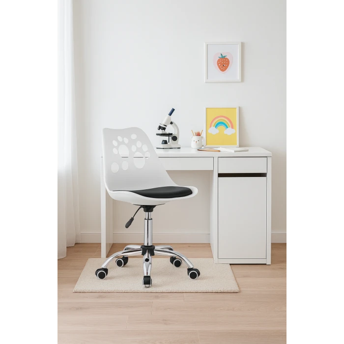 Офісне крісло Leobert Print біло-чорний