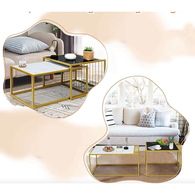 Комплект журнальных столов Costway Scorpion из искусственного мрамора