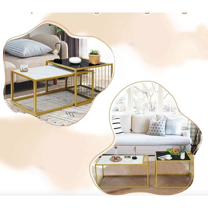 Комплект журнальных столов Costway Scorpion из искусственного мрамора