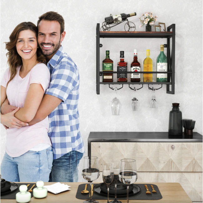 Настенный винный стеллаж Costway Lagom в стиле Loft