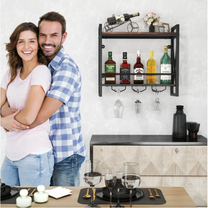 Настенный винный стеллаж Costway Lagom в стиле Loft