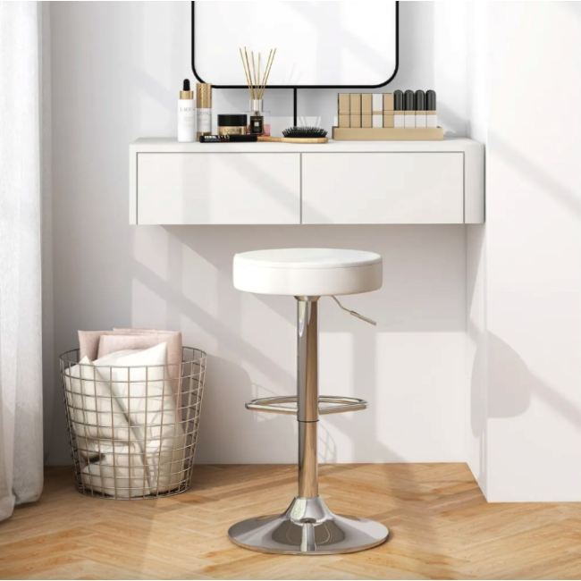 Комплект барних стільців Costway Loreto з круглим сидінням білий