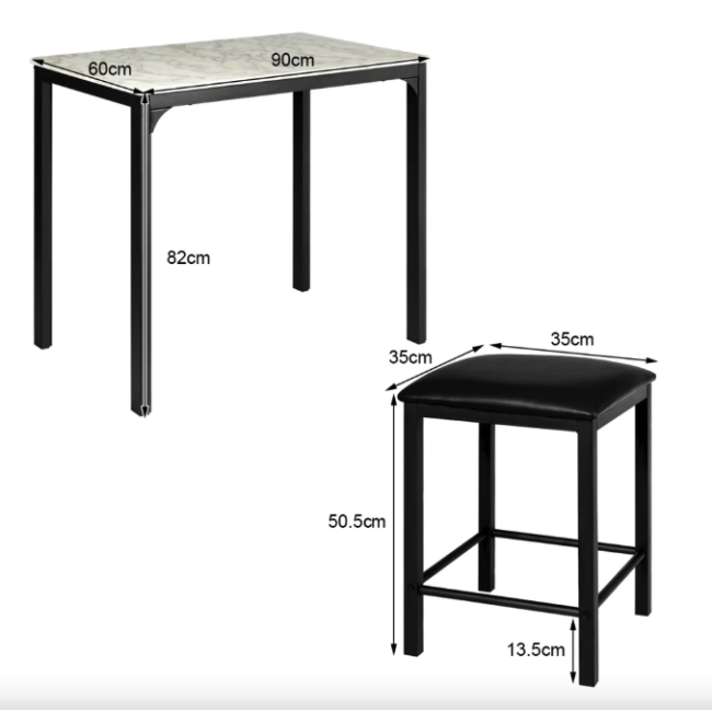 Комплект мебели Costway Venni барный стол с табуретом 2 шт.