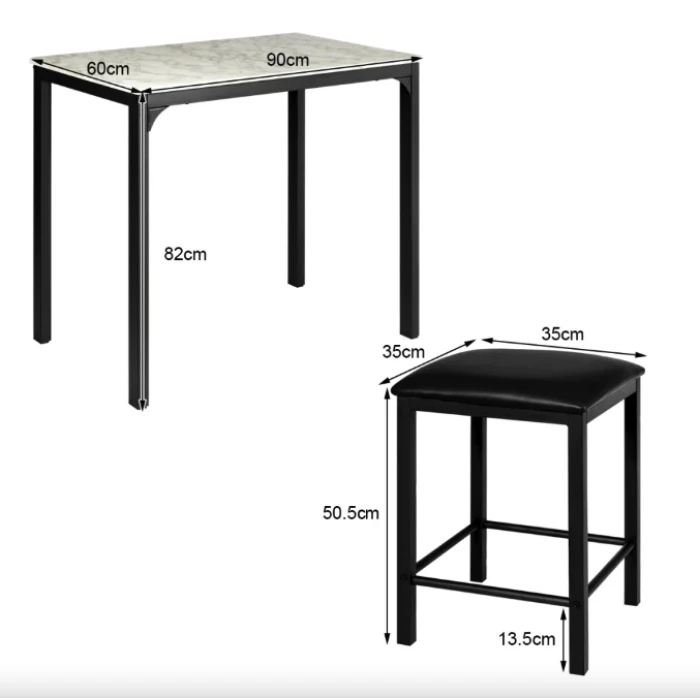 Комплект меблів Costway Venni барний стіл з табуретом 2 шт