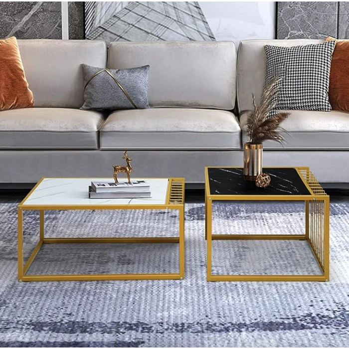 Комплект журнальных столов Costway Scorpion из искусственного мрамора