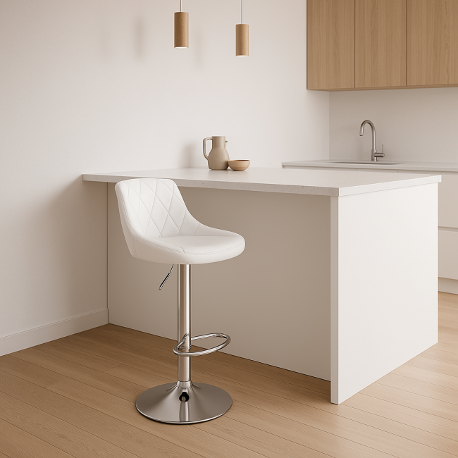 Барний стілець Leobert Kast з спинкою білий