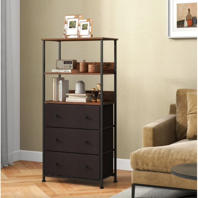 Стеллаж Costway Skiff с текстильными ящиками в стиле Loft