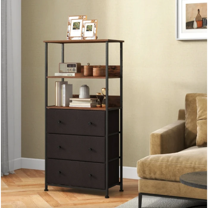 Стелаж Costway Skiff із текстильними ящиками в стилі Loft