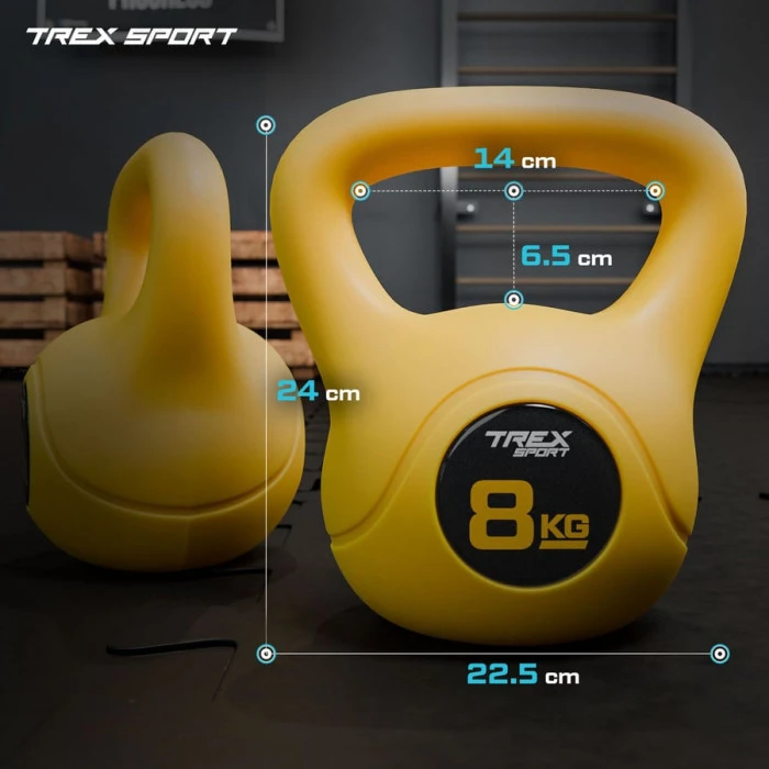 Гиря виниловая 8кг Trex Sport TX-008CKB желтая