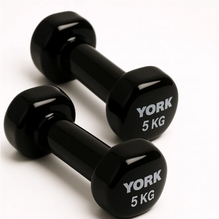 Гантели для фитнеса виниловые круглые York Fitness 2х5кг черный