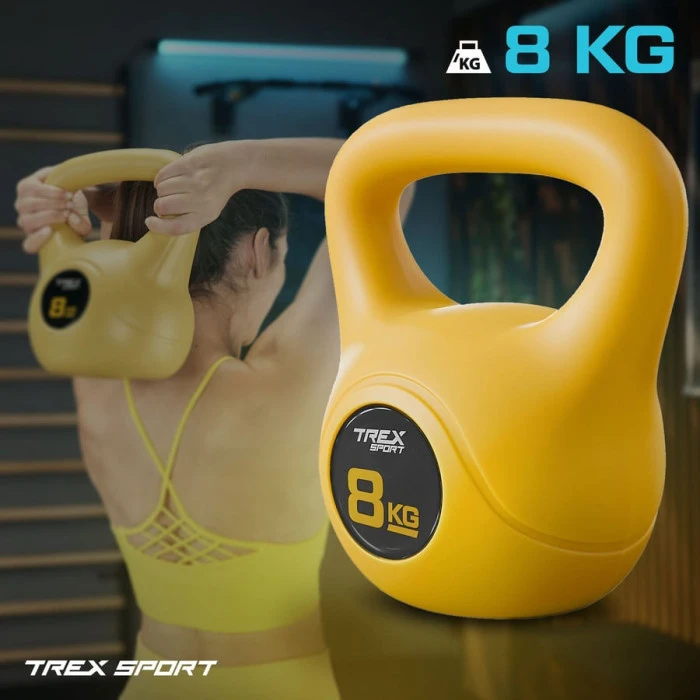 Гиря виниловая 8кг Trex Sport TX-008CKB желтая