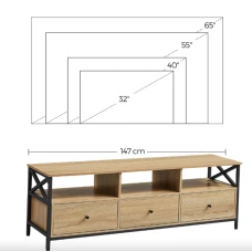 Тумба под телевизор Leobert Kamila в стиле Loft с 3 ящиками натуральный