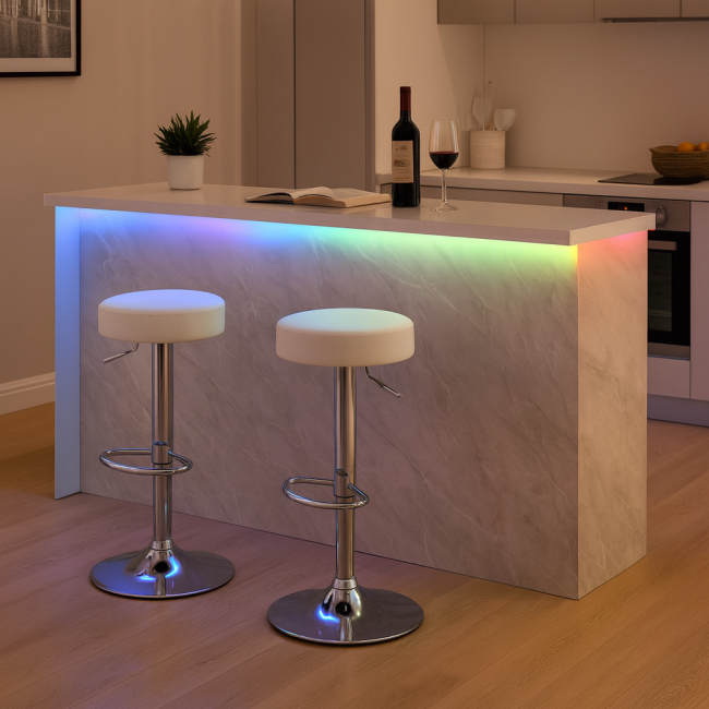 Комплект барних стільців Costway Loreto з круглим сидінням білий