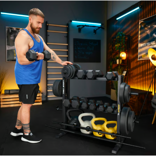 Стійка 3-рівнева для гантелей, грифів та гирь Trex Sport TX-075DR