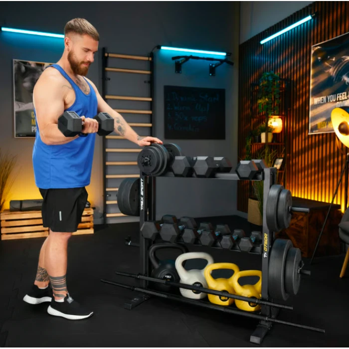 Стійка 3-рівнева для гантелей, грифів та гирь Trex Sport TX-075DR