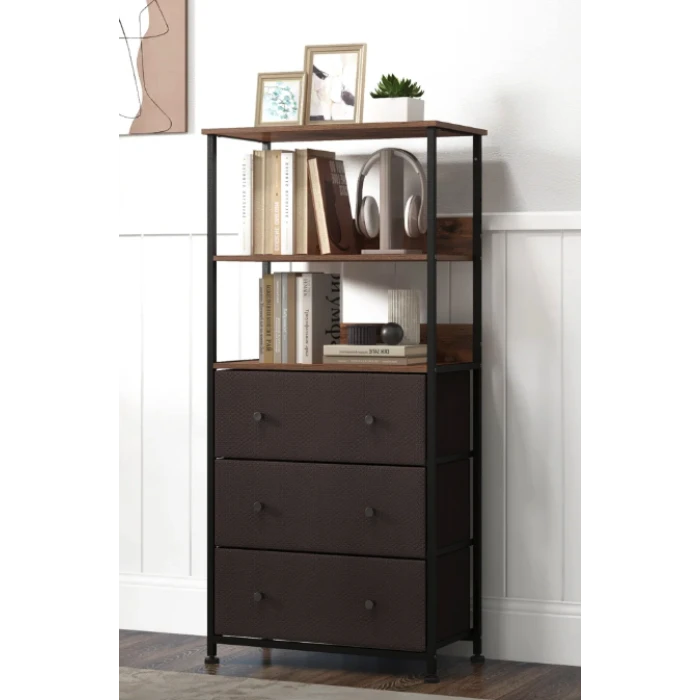 Стелаж Costway Skiff із текстильними ящиками в стилі Loft