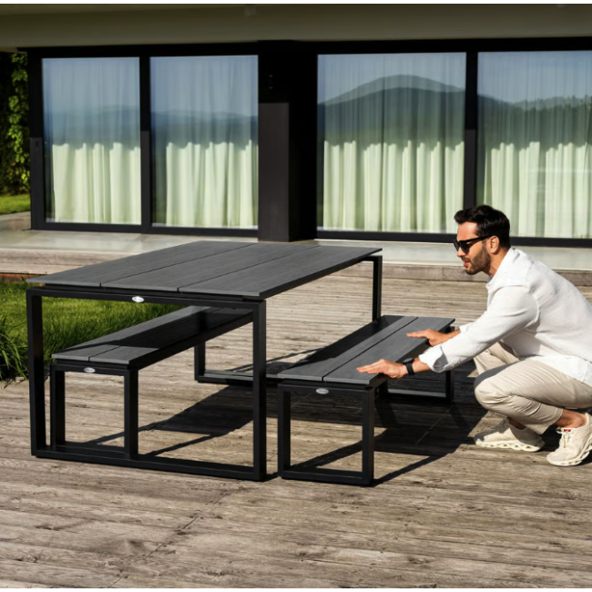 Набір садових меблів Di Volio Trento стіл + 2 лавки сірий