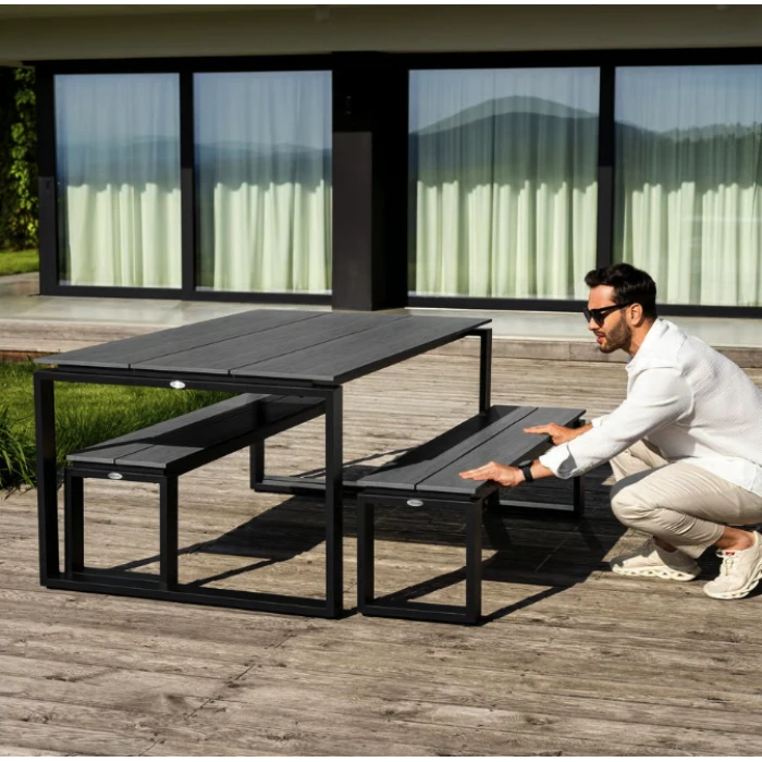 Набір садових меблів Di Volio Trento стіл + 2 лавки сірий