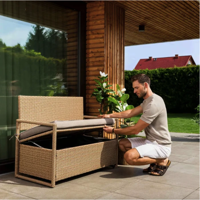 Садовая скамейка Di Volio Verbana с местом хранения бежевый