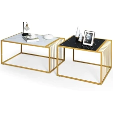 Комплект журнальных столов Costway Scorpion из искусственного мрамора