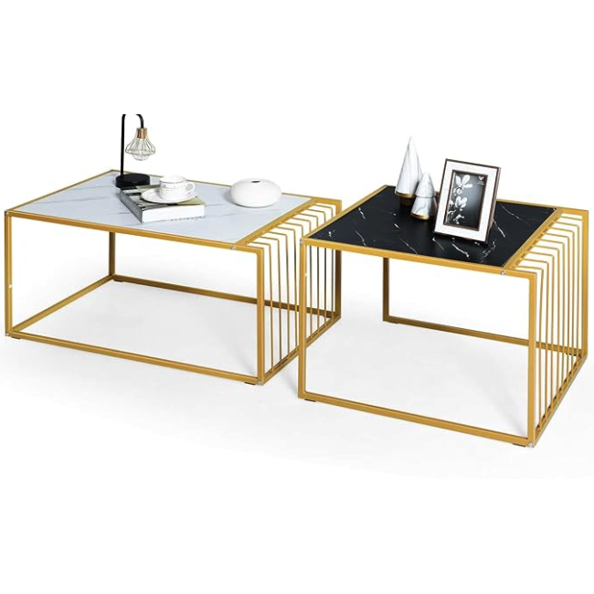 Комплект журнальных столов Costway Scorpion из искусственного мрамора
