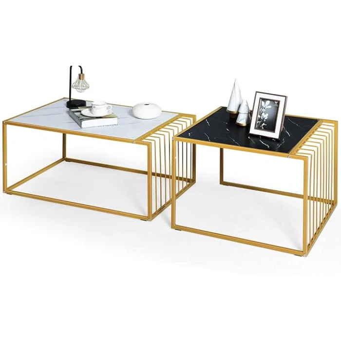 Комплект журнальных столов Costway Scorpion из искусственного мрамора