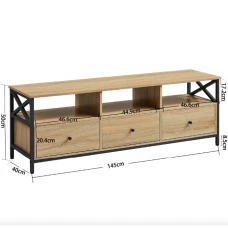 Тумба под телевизор Leobert Kamila в стиле Loft с 3 ящиками натуральный