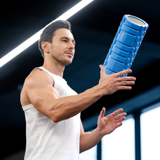 Массажный ролик Gymtek для йоги и фитнеса EVA 33*14см синий