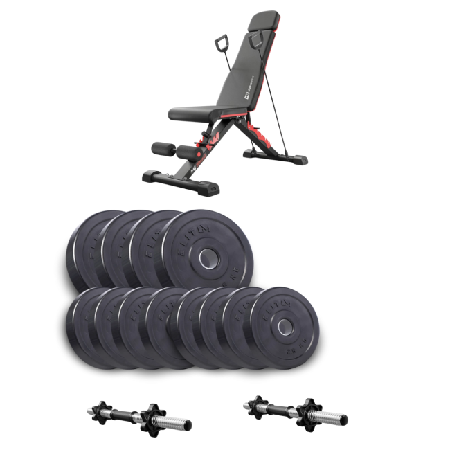 Набір Elitum Titan гантелі 2х21кг з лавою Hop-Sport HS-2080 HB