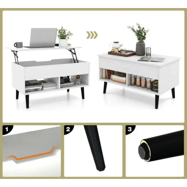 Стол трансформер Costway Lagom в стиле Loft белый