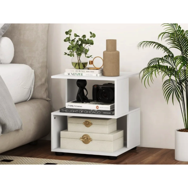 Журнальный столик Costway Luna 3-уровневый белый