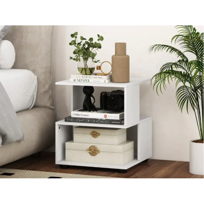 Журнальный столик Costway Luna 3-уровневый белый