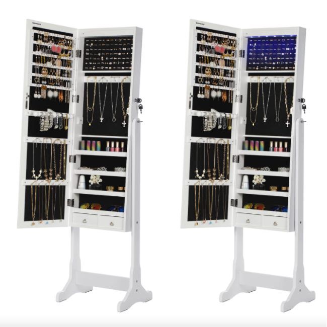 Напольное зеркало-шкаф Leobert Insignia с подсветкой белый