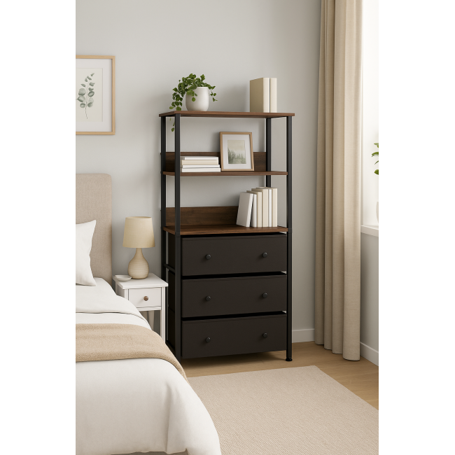 Стеллаж Costway Skiff с текстильными ящиками в стиле Loft